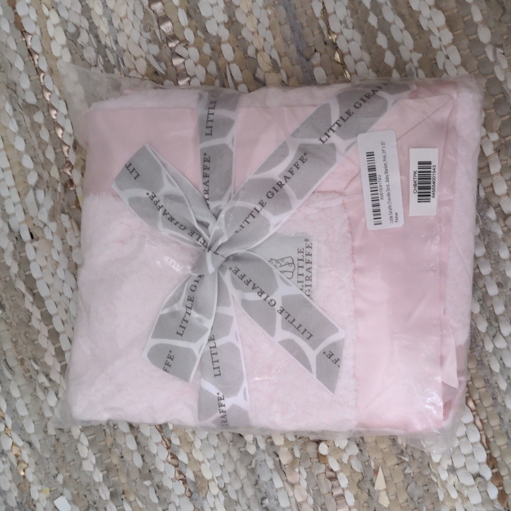 Little Giraffe Chenille Stroller Blanket Pink
